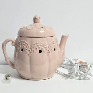 Scentsy Retired Wax Warmer Night Light, Vintage Teapot, Rose Pink, 6.5 in Tall